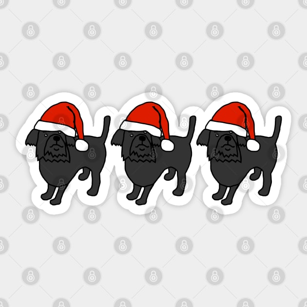 Three Cute Christmas Santa Dogs Sticker by ellenhenryart